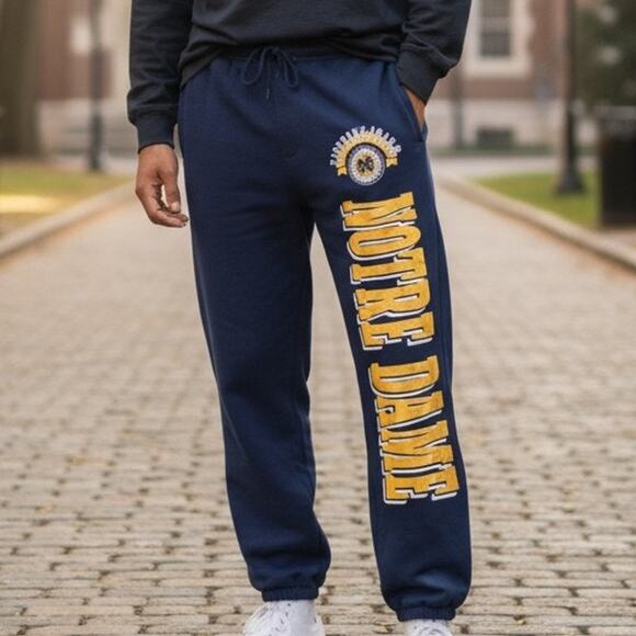 Vintage Champion Notre Dame Sweatpants Navy Gold Fighting Irish Sz Large USA - Picture 1 of 15